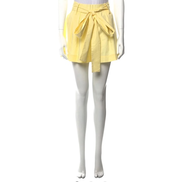 NWT Staud Women’s Yellow High-Rise Belted Shorts Size 0 - Picture 3 of 16